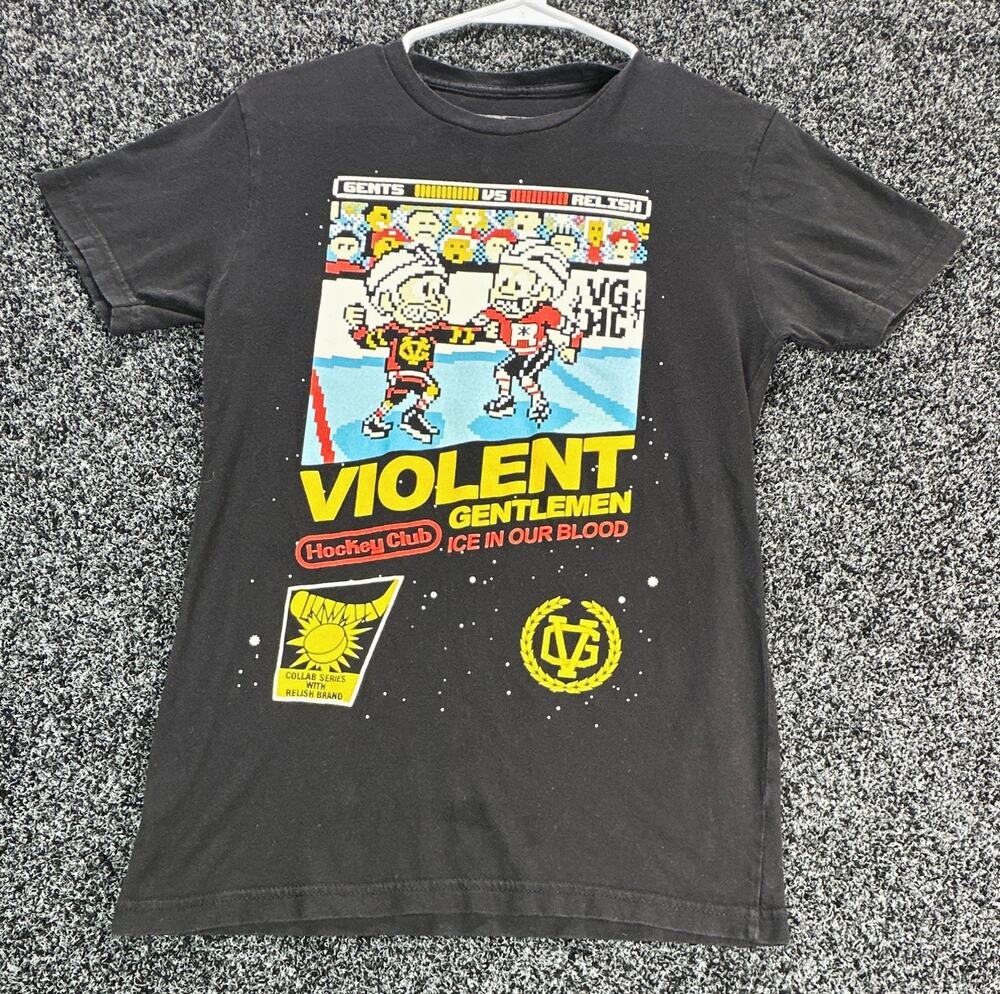 Violent Gentlemen x Relish Men's Black Double-Sided Graphic Tee Crew Neck XS